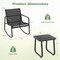 Outdoor Rocking Chair Set Black Metal Frame Breathable Fabric Coffee Table